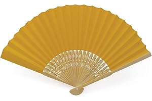 OLILLY - 50 Abanicos Naranja de Papel y Bambú para Invitados - Boda, Fiesta, Evento al Aire Libre... (Naranja, 50 Abanicos)