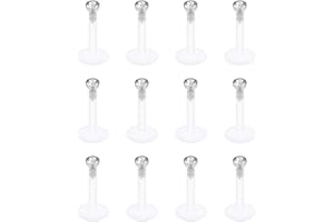 AceFun Piercing à Lèvres en Acrylique et Acier Chirurgical Labret Stud 16G Monroe Oreille Tragus Helix Earring Bar 8mm 10m CZ Top