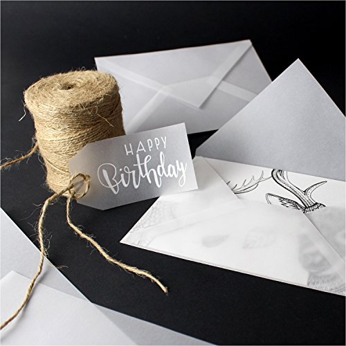 beneart® Transparentpapier DIN A4, 100 Blatt, Premium Qualität 100 g/m², transparentes Design, bedruckbar, Farbe weiß, Bastelpapier, Hochzeitseinladung, Einladungskarten, Geschenkkarten, Briefumschlag - 3