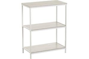 LOLAhome Estantería de Metal Negro con estantes Urban Industrial (Blanco 3 estantes 76x60 cm)