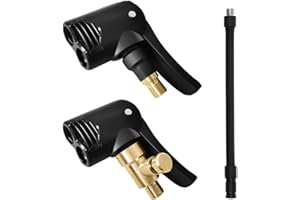 LbsAMP Reifenfüller Schlauch mit 2 Stück Messing Amerikanisches und Französisches Standard-Reifenventil Hebelstecker Air Chuck Reifenfüllschlauch Autoventil Adapter für Auto Fahrrad Motorrad