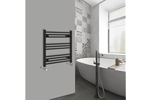 Warmehaus Straight Bathroom Heated Towel Rail Ladder Radiator Black 600x600mm