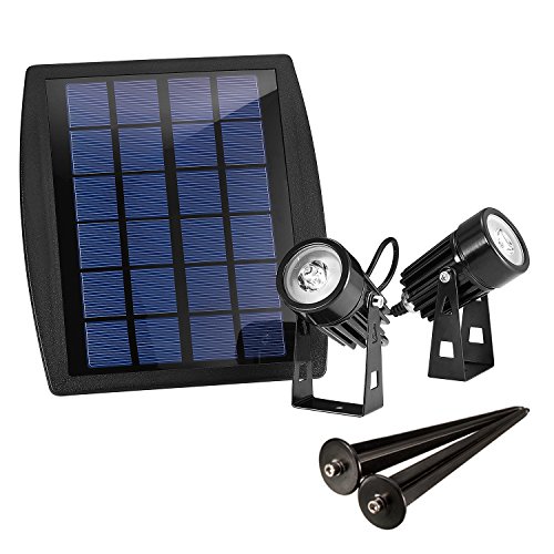 Liqoo® LED Solarleuchte Mini Solarlampe mit 2er Spotlight Solarbeleuchtung Gartenleuchte Wasserdicht IP65 für Outdoor Flur LED Solarstrahler