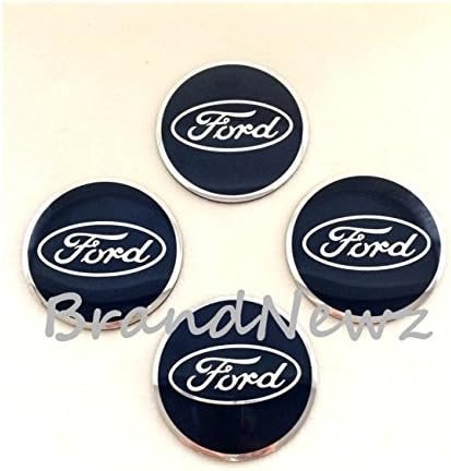 FORD DARK BLUE CHROME 3D EMBLEM WHEEL CENTER CAP STICKERS LOGO BADGE WHEEL TRIM 56.5 MM DOME SET OF 4