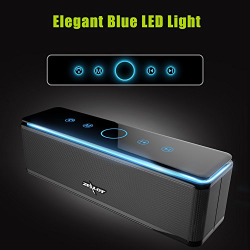 ZEALOT - S7 Altoparlanti Touch Control Bluetooth Speaker Wireless,10000mAh Banca di Potere/26W/LED Lignt/3,5mm AUX/TF Card per Iphone /Smartphone Android/Mac/Tablet PC,ecc-NERO