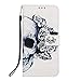 Produktbild Google Pixel 3a Hülle, Pixel 3 Lite, Pixel 3a, Brieftaschen-Hülle, bedrucktes Design, PU-Leder Schutzhülle mit Kartenschlitz, magnetisch für Google Pixel 3a/3 Lite, 14,5 cm White Skull