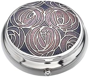 Really Nice Pill Box - RENNIE MACKINTOSH Cluster of Roses Design - Enamelled Pewterware - Lilac & Purple