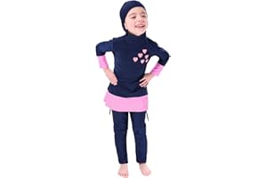 FYMNSI Modest Muslim Swimsuit for Girls Kids Islamic Burkini Full Cover Hijab Long Sleeve Top Pants Two Piece Swimwear Swimming Costume Sun Protection Rash Guard Set