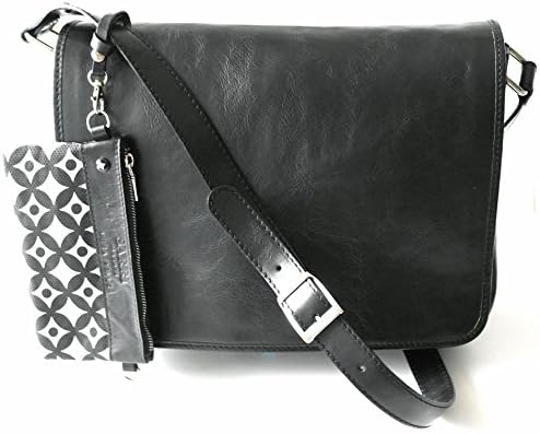Large Messenger bag and SMARTPHONE CLUTCH . Best quality leather. Made in Italy. Unisex in Black color.