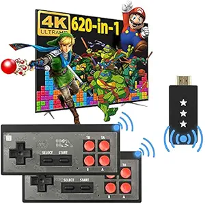 Amisha Gift Gallery 2 Players 4K Retro Stick USB Plug and Play Wireless Handheld?Console Video Game for Kids and Adults, Built in 620 Classic Games