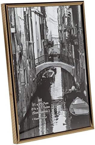 PACFA4B Easy Loader A4 (21x29.7cm) Certificate Photo Poster Frame in Executive Gold Pinstripe and Safety Non Glass Front