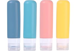 Pure Vie Contenant Voyage 100ml, Kit Flacon de Voyage Produit Toilette en Silicone Bouteille Voyage, Voyage Accessoires Rechargeable pour Shampoing Liquides Savon Crème Lotion Gel Douche