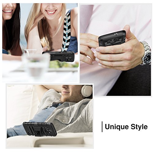 MoKo Moto E4 HÃ¼lle - [Heavy Duty Serie] Outdoor Dual Layer Armor Case Handy SchutzhÃ¼lle Schale mit GÃ¼rtelclip und Standfunktion fÃ¼r Motorola Moto E4 (2017) Smartphone, Schwarz