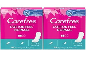 NORTHERNSCAPE Carefree Cotton Fresh | Scented | Normal Panty Liners Breathable | 2 x 56 | 112 Pantyliners | Sanitary Towels | Long Lasting | Bundle | Suitable for All Panty Shapes | Women | Period Tracker Included