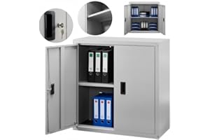 DSXH Aktenschrank, Mehrzweckschrank, Stahl-Aufbewahrungsschrank, 5 Ebenen180x60x40, Doppeltüren, Schloss, Werkzeugschrank, verstellbare Ablagen (Gray 90 * 90 * 40)