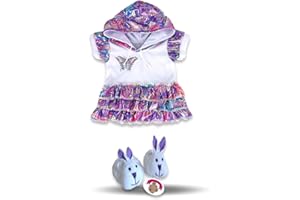 Build Your Bears Wardrobe Teddy Bear Clothes Purple Butterfly Hooded Dress fits Most 38-40cm Build a Bear