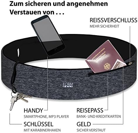 Formbelt Running Belt/Waist Pack for Men and Women for all Mobile Phones (iPhone, Samsung) and Keys or Cards - Fitness, Sport, Running, Hiking, Cycling, Climbing, Workout