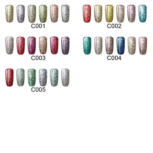 UV nagellack von Clavuz gel shellac set nagellack nail polish set soak off gel Schimmer (6xStück 8ML) - 2
