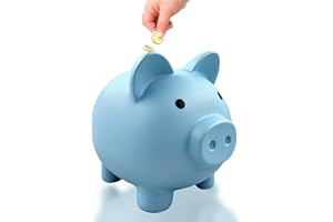 WUPENGZON Blaues Sparschwein, Plastikspardose, Niedliche Münzen Sparbüchse,Geldbanken, Kleines Wechselschwein, Kleingeld Sparschwein für Kinder Jungen, Mädchen, und Erwachsene (L)