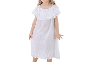 OKSakady Filles Princesse Chemise de Nuit Dentelle Coton sans Manches Pleine Longueur Robe Chemise de Nuit Vintage pour 3-12 Ans