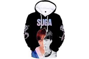 Flyself Unisexe Sweats à Capuche Kpop 3D Imprimé Love Yourself Longue Manche Sweat-Shirt Pull à Capuche Bangtan Boys Suga Jin Jimin Jung Kook V J-Hope RM