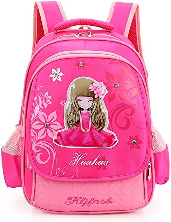 SusuTOP Cute Princess School Backpack Set for Girls Schoolbags Book Bags Elementary (Rose Red)