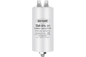 BEEYUIHF CBB60 Motor Capacitor 12µF 450V Capacitor 50/60Hz Starting Capacitor 12UF Motor Running Capacitor Plug M8 for Electric Motor 40 x 72 mm