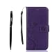 Produktbild Google Nexus 5X Hülle, Google Nexus 5X Schutzhülle, Alfort 3 in 1 Lederhülle Fashion Design Premium PU Leder Hohe Qualität Tasche Case Cover Kasten Abdeckung Wallet für Google Nexus 5X 5.2" Smartphone Funktion Standfunktion Unterstützte Telefone und Magnetverschluss mit Schmetterling ( Dunkles Violet ) + Alfort Schwarz Stylus Pen + Netter Staub Stecker