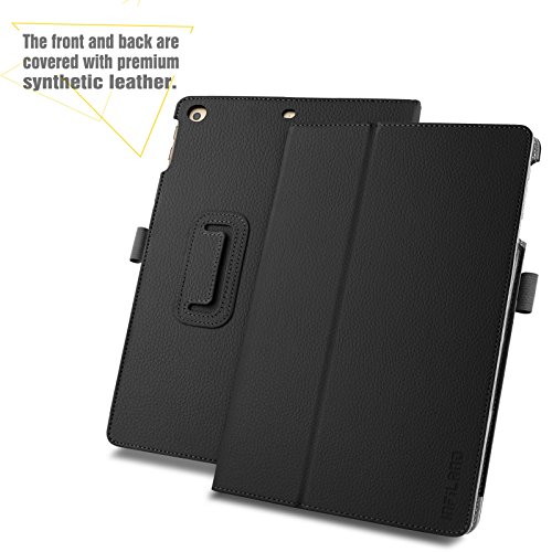 New iPad 2017 iPad 9.7 Zoll Hülle, Infiland Slim Fit Folio PU-lederne dünne Kunstleder Schutzhülle Cover Tasche für Apple New iPad 9.7 inch 2017 Model (2016 Modell) (mit Auto Schlaf / Wach Funktion)(Schwarz) - 2