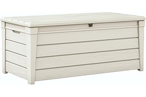 Keter - Baule da Giardino Brightwood Poolbox, capacità 454 Litri 145x69,7x60,3 Centimetri
