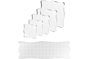 MAOQYE 6 Pcs Stamp Blocks with Grid and Grip, Acrylic Clear Stamping Blocks Set Essential Stamping Tools for Scrapbooking Crafts Card Making, Assorted Sizes