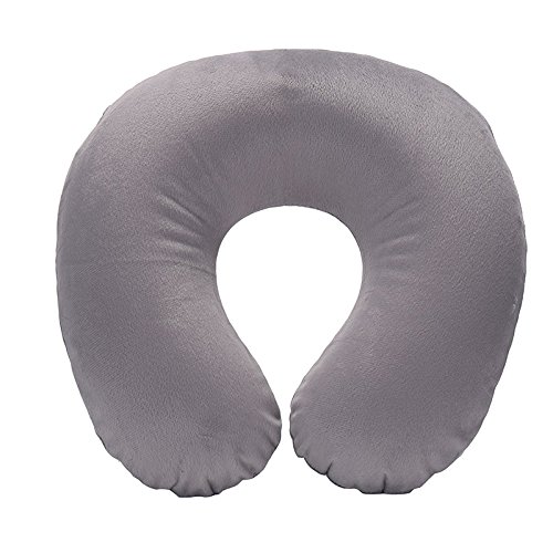 Preisvergleich Produktbild Ruimin Reisekissen Kurze Plüsch Stoffbezug + PVC Aufblasbare Kissen Nackenkissen Reisekissen Hals Entlasten Ermüdung