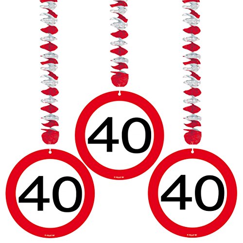 24-tlg. Partyset 40. Geburtstag Dekoset Dekobox – Verkehrschild – Girlanden, Luftballons - 2