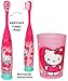 Produktbild 2 tlg. Set _ elektrische Zahnbürste & Zahnputzbecher - " Hello Kitty " - Kinder & Baby / Batterie betrieben - hochwertige Borsten - Kinderzahnbürste & Babyzahnbürste - Mädchen - zum Hinstellen / Aufstellen - Putztrainer - Zähne putzen - elektrisch Kleinkinder / Katze - Zahnbürsten / Zähneputzen lernen