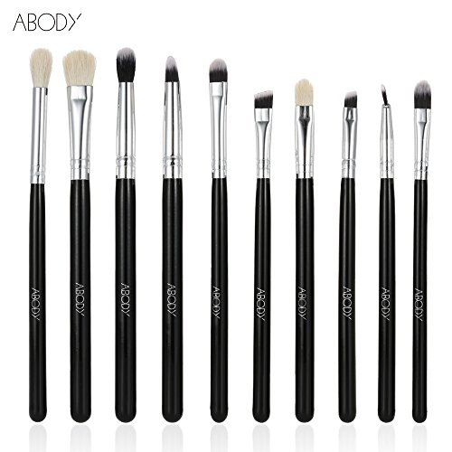 Abody 10St Augenpinsel Set Make-Up Pinselset Kosmetik zum Auftragen von Augen mit Schwarzer Tasche - 3