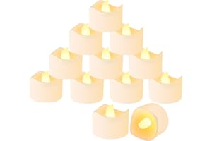 Radikor Lot de 12 Bougies LED, Bougie Chauffe Plat LED a piles, Bougie Electrique sans Flamme, Fausse Bougie avec une Lumière Jaune Chaude pour Mariage, Fête, Festival, Décorations de Noël, etc