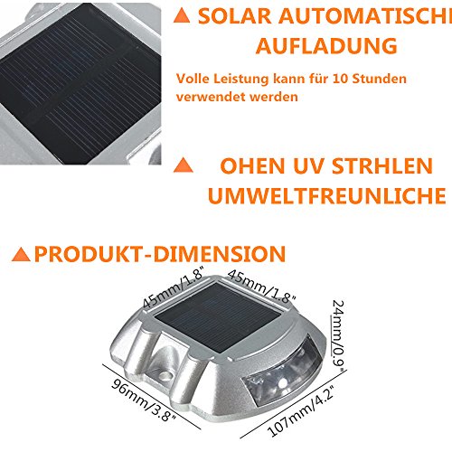 SOLMORE Solarleuchten Solar Aluminum IP65 Wasserdicht Panel 6LED Bodenstrahler Bodenleuchte Solarleuchte Solarlampe Gartenleuchte Außenleuchte Wandlampe Flurlampe Teichbeleuchtung Wasserdicht Weiß [Energieklasse A] - 4