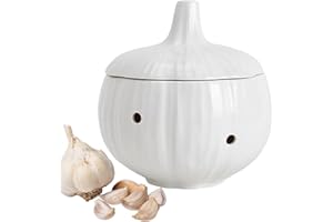 GIMOCOOL Recipiente de almacenamiento para guardar ajos | Porta Ajos De Cerámica,Tanque de almacenamiento de patatas con diseño de ventilación con tapa para mantener los dientes de ajo frescos