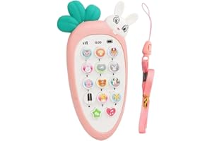 KIDSZONE Cute Pet Shaped Pretend Play Musical Cell Phone Toy for Kids Toddlers with Music, Ringtones, Lights - Birthday Party Favors and Gifts for Girls Multicolored ( Assorted Colors)