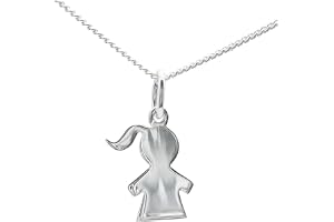 ASCALIDO Pendentif silhouette figurine enfant filleen argent massif avec chaine et écrin prêt à offrir idée cadeau naissance pour maman