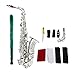 Produktbild ammoon EB Alto bE Brass E Flat Alto Saxophone Sax Mouthpiece Carved Pattern On Surface Exquisite Plastic Gloves Cleaning Cloth Brush Straps silver