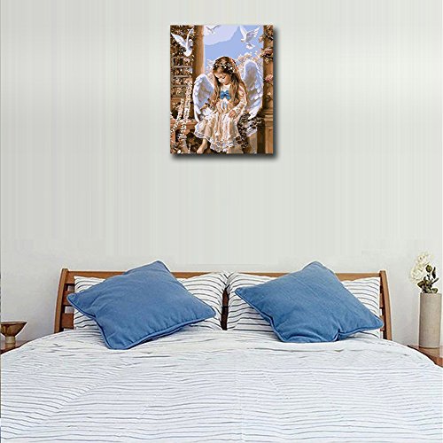 Aihometm Mal-Set 5D Diamant-Bild, nach Zahlen, kreatives Kristall-Malset Angel Girl - 2