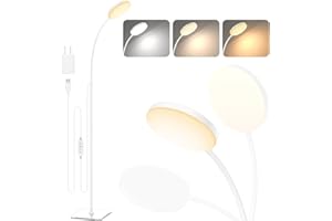 Mojimdo Lampa stojąca [3 kolory i 10 poziomów jasności] smukła lampka LED do czytania stojąca, ściemniana, regulowana, elastyczna lampa stojąca do pokoju dziecięcego, biura, salonu, narożna lampka