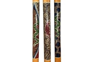 Wogeka - 100 cm Regenmacher - Rainstick Rainmaker aus Bambus mit Dot-Paint Bemalung Musik Meditation