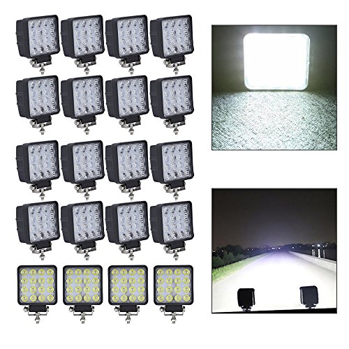 HJ® Focos led de trabajo, 48 W, 4320 lm, faro led adicional IP67, offroad, resistentes al agua, proyector, 12 V, 24 V, clase energética A++