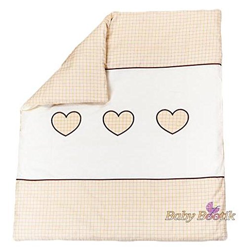 Quilt with Embroidered Heart / Duvet Filling Suitable for Crib / Pram - CREAM