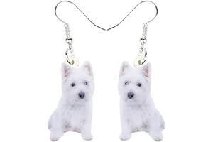 NEWEI Acrylic Sweet West Highland White Terrier Dog Earrings Dangle Drop For Women Girl Pet Ornaments Jewelry Gifts Charm