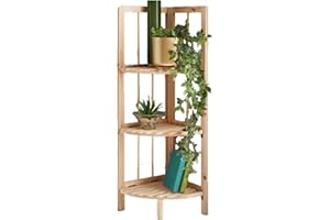 GBS BROTHERS GBS 3 Tier Wooden Corner Shelving Unit, Free Standing Corner Rack, Multifunctional Storage Corner Rack Bookcase for Living Room, Kitchen, Bathroom, Bedroom
