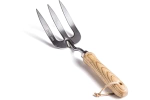 ENJOYER Stainless Steel Digging Fork,Hand Fork with Wood Handle,Cultivator Gardening Tools,Polishing Durable,Easy to Clean