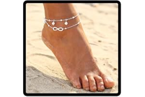 Prosy Beach Pearl Beaded Cavigliera Argento Lucky 8 Braccialetti alla caviglia Catena di gioielli per piede regolabile per donne e ragazze